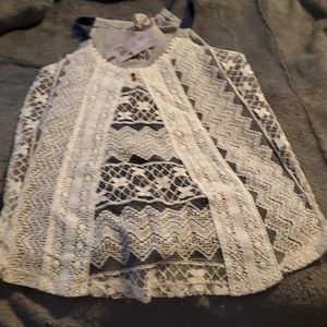 NEW Jolt Tank Top Gray Lace Overlay Medium